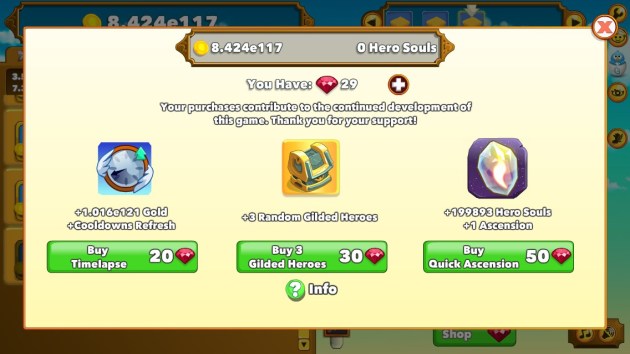 You can grind up gems or you can buy them. Either way, I've reached point where their effect on my progress is practically non-existence.